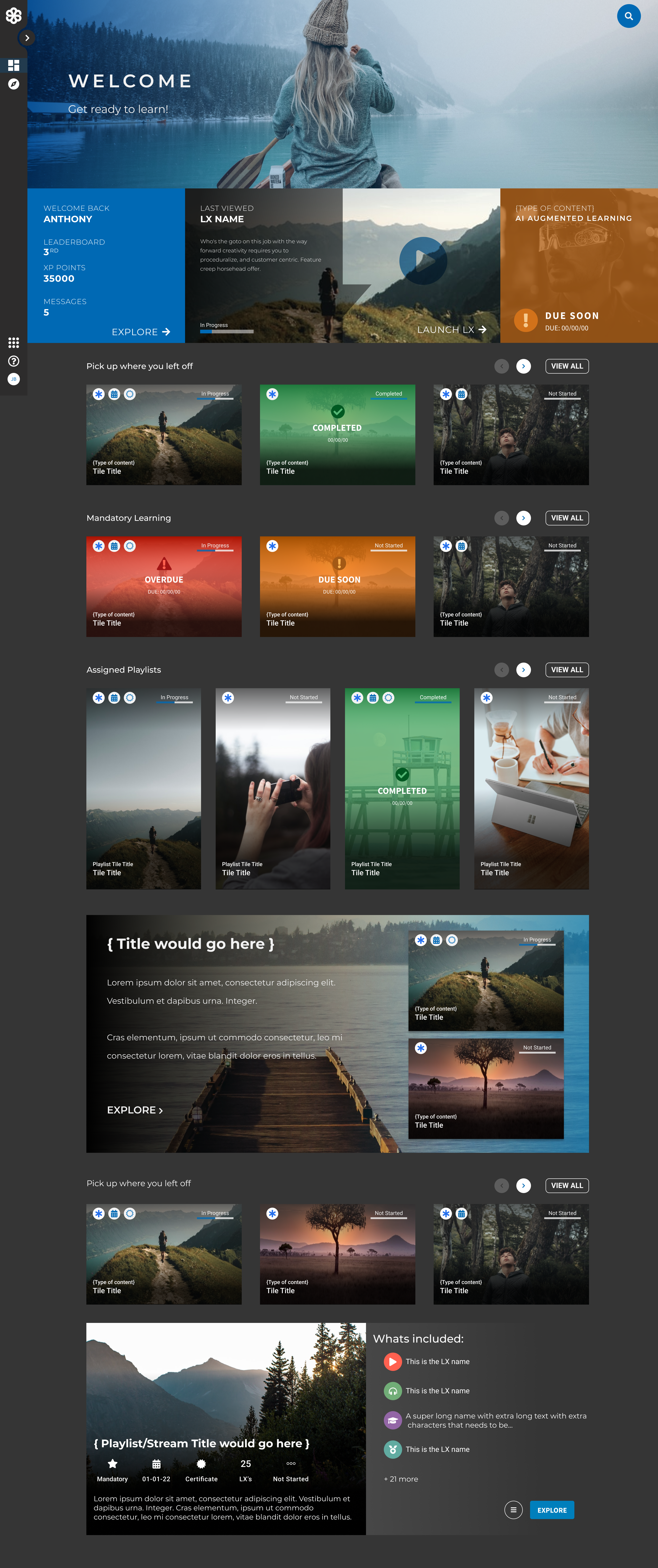 This is a mock up of how the LXP dashboard could look and operate. With the goal of not ultering much of the primary features and functionality.